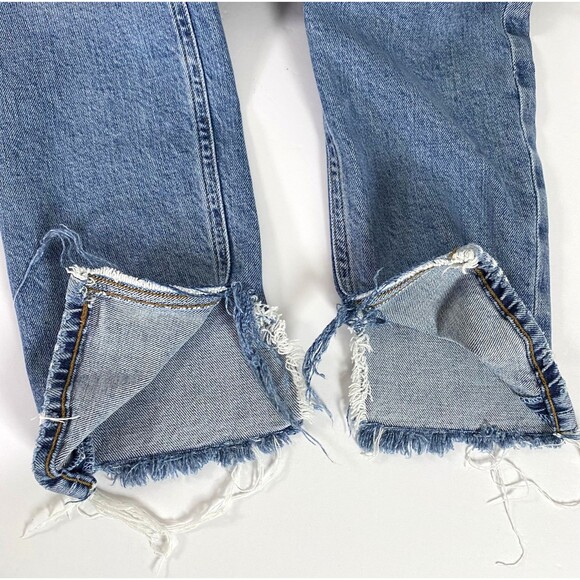 Agolde Nico Slim High Rise Jeans Womens Size 25 Blue Distressed Slits Button Fly - Picture 7 of 16